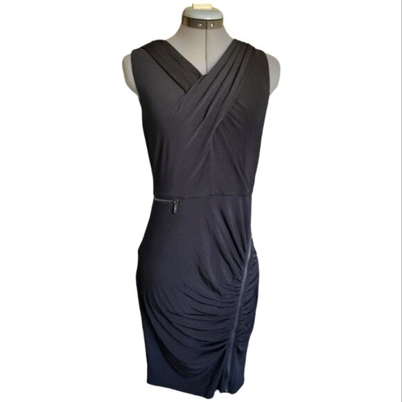 Laundry by Shelli Segal Black Cocktail Dress Size 6 Zippers and Wrap Styling - Picture 1 of 6